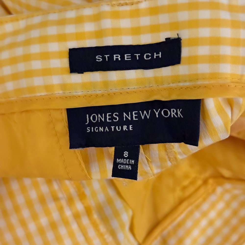 🩳 💛 Jones New York Yellow Checkered/Gingham Bermuda Shorts - Picture 3 of 4